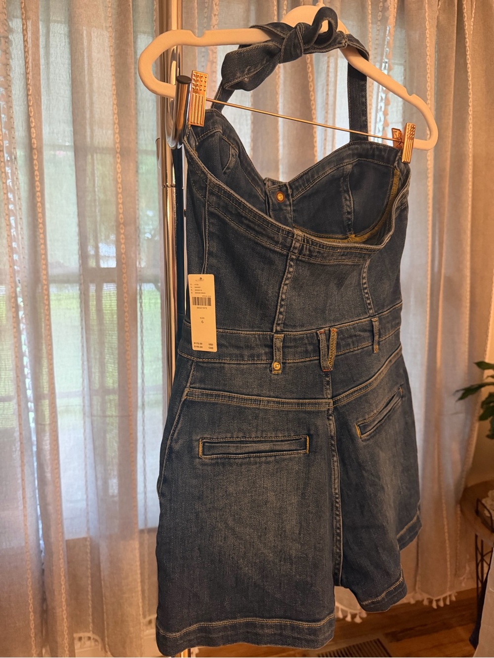 Pilcro Dark Blue Denim Halter Romper - Picture 4 of 9